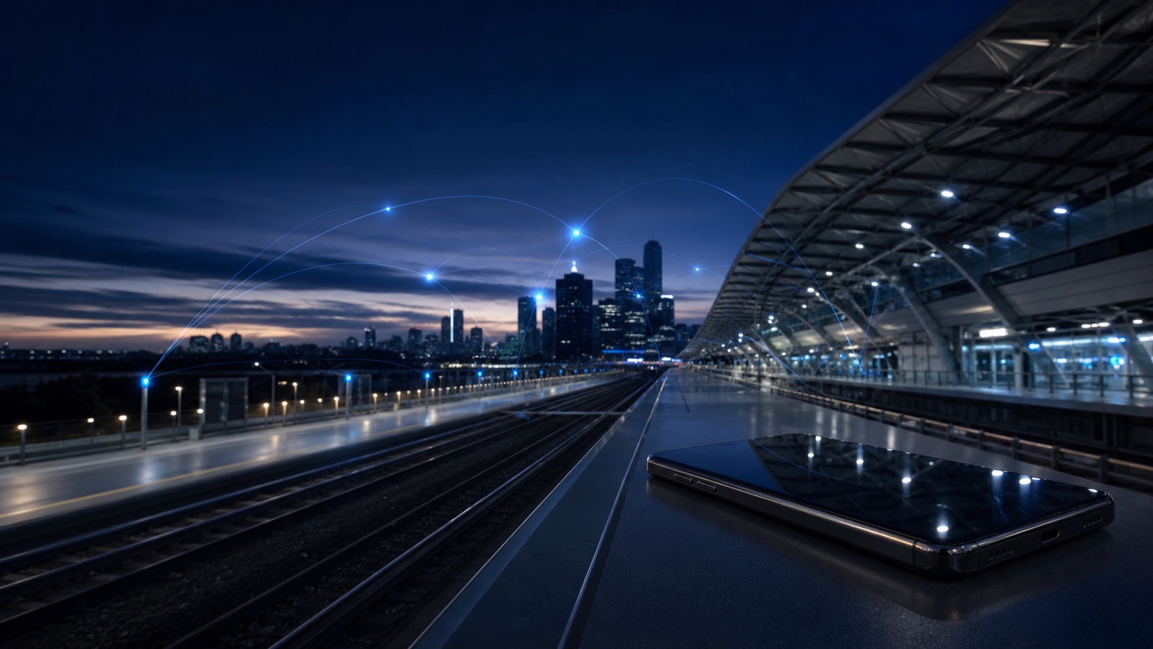A connected urban transit environment with a mobile device and subtle network paths